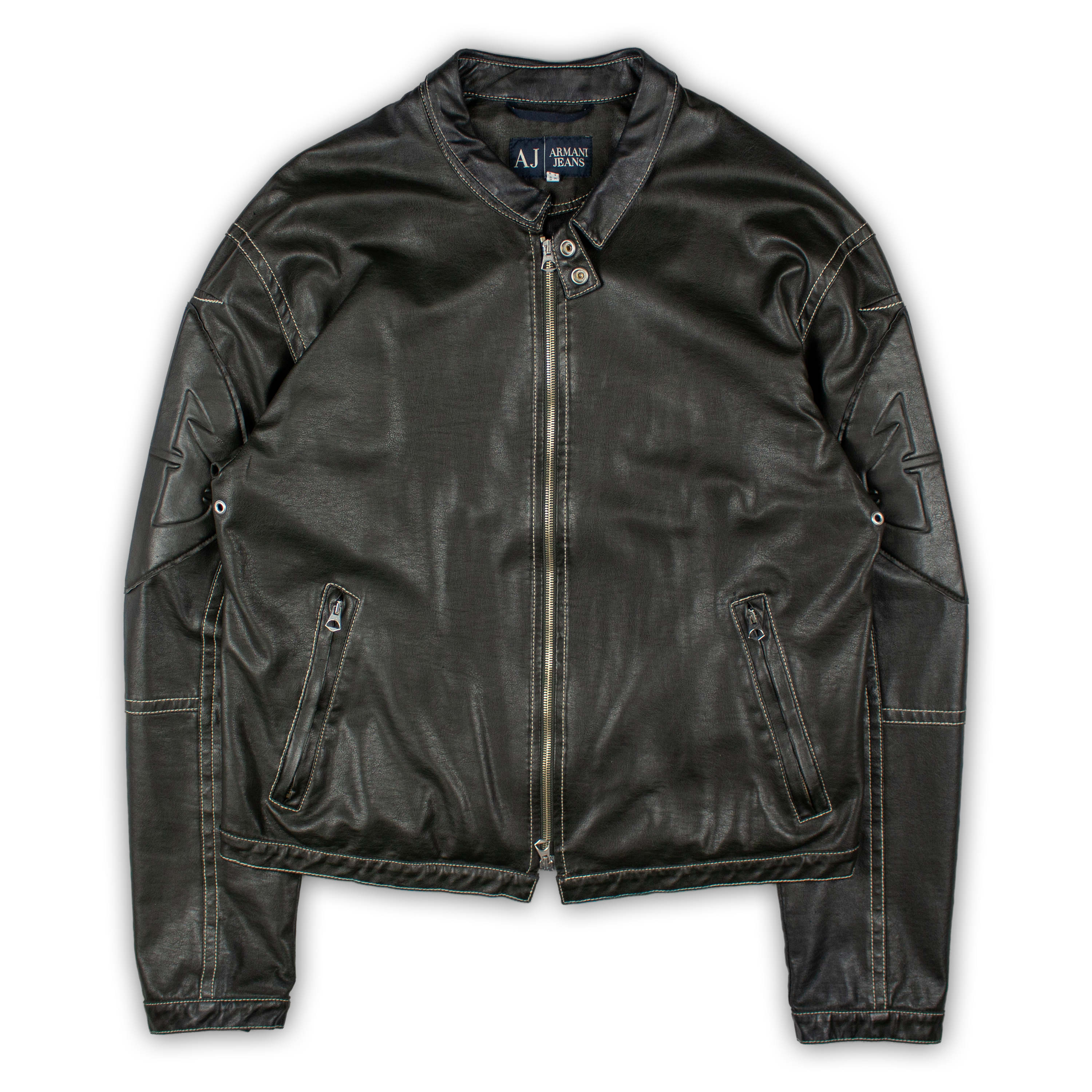 Embossed Leather Biker Jacket